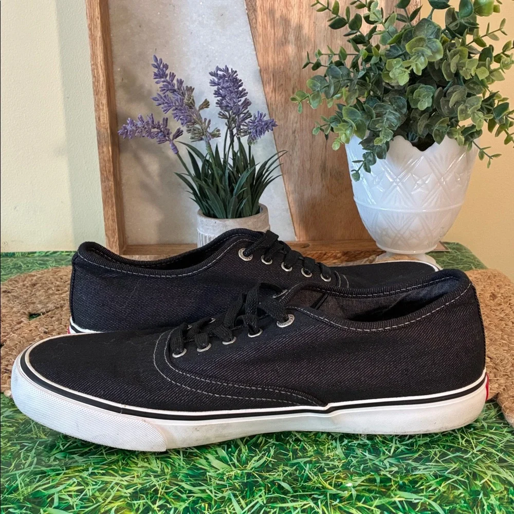 Levi's Black Canvas Sneakers with White Soles